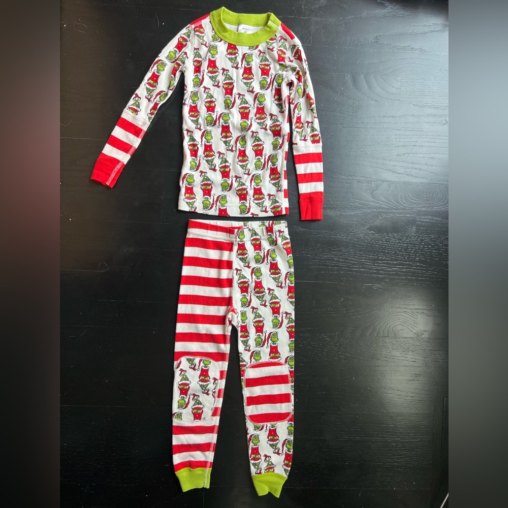 Hanna Andersson 4 (100cm) Red and Green Kids Grinch Christmas Pajama Set
